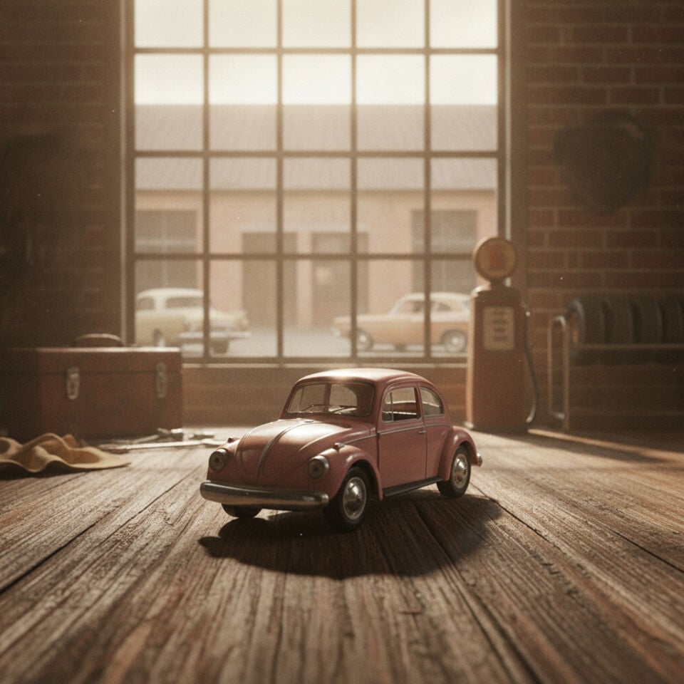 Toz pembe Volkswagen Beetle ikinci el oyuncak araba 7